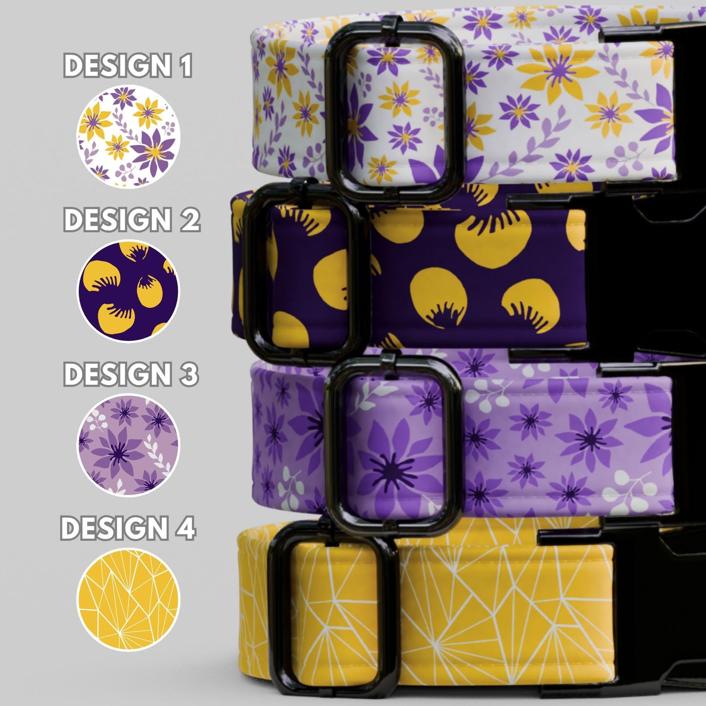 Purple Floral Personalized Wildflower Dog Collar Custom Spring Flower ID Tag For Puppies (OG-477)