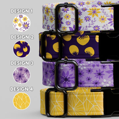 Purple Floral Personalized Wildflower Dog Collar Custom Spring Flower ID Tag For Puppies (OG-477)