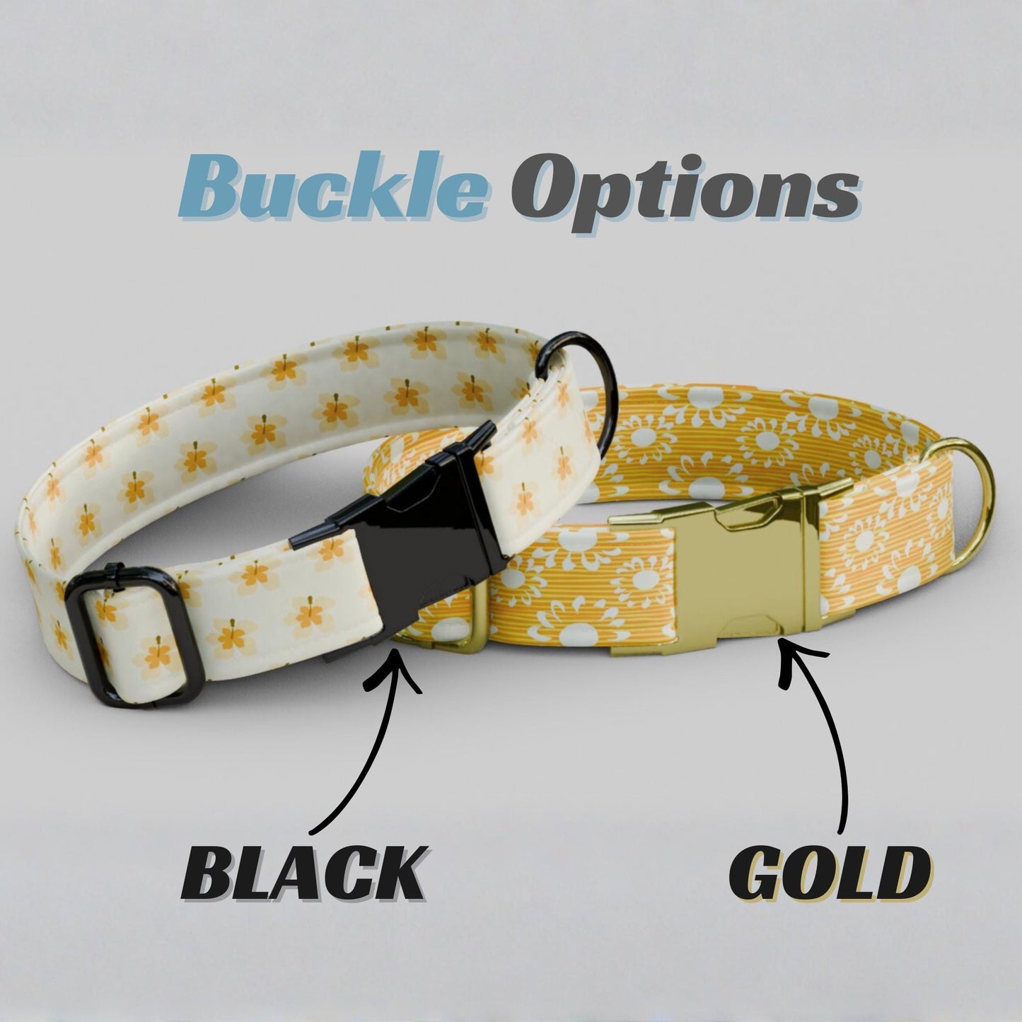 Sunny Daisy Custom Dog Collar Personalized Spring Summer Floral Puppy Collar (OG-478)