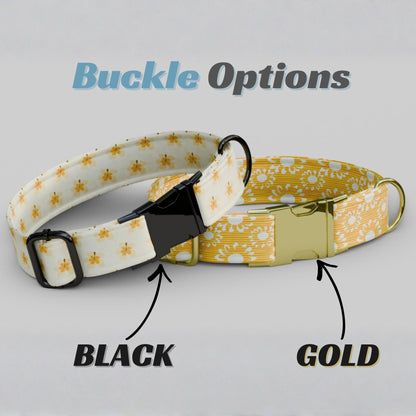 Sunny Daisy Custom Dog Collar Personalized Spring Summer Floral Puppy Collar (OG-478)
