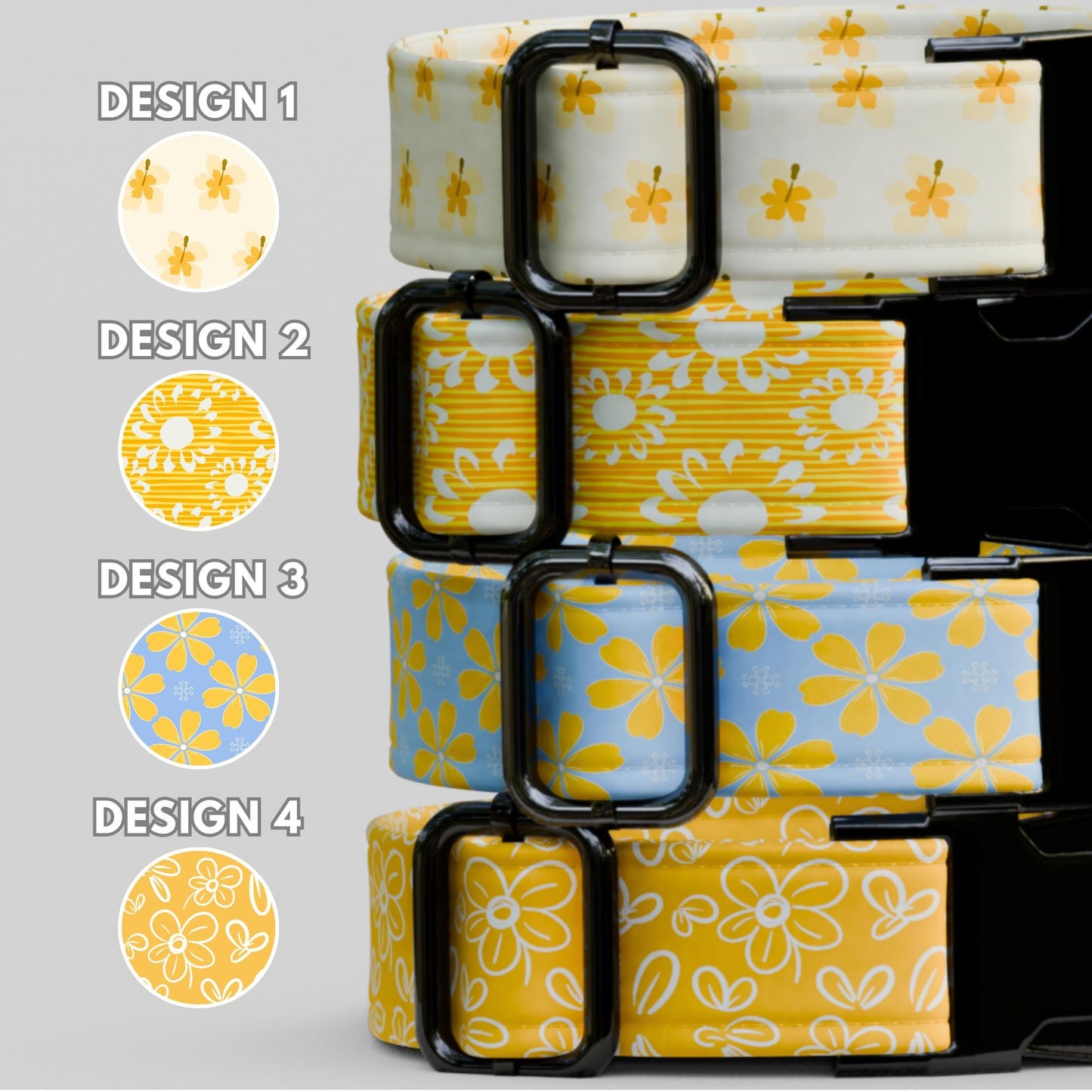 Sunny Daisy Custom Dog Collar Personalized Spring Summer Floral Puppy Collar (OG-478)
