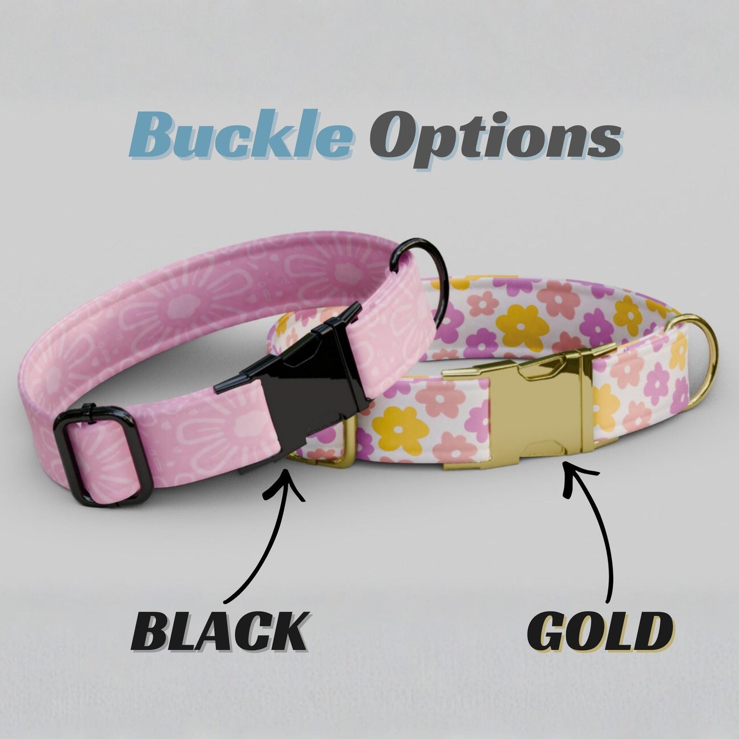 Pink Floral Personalized Dog Collar & Leash Set Flower Design Girl Dog Gift (OG-480)