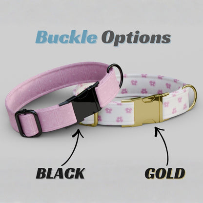 Pink Floral Personalized Dog Collar & Leash Set | Engraved Nameplate Flower Design (OG-482)