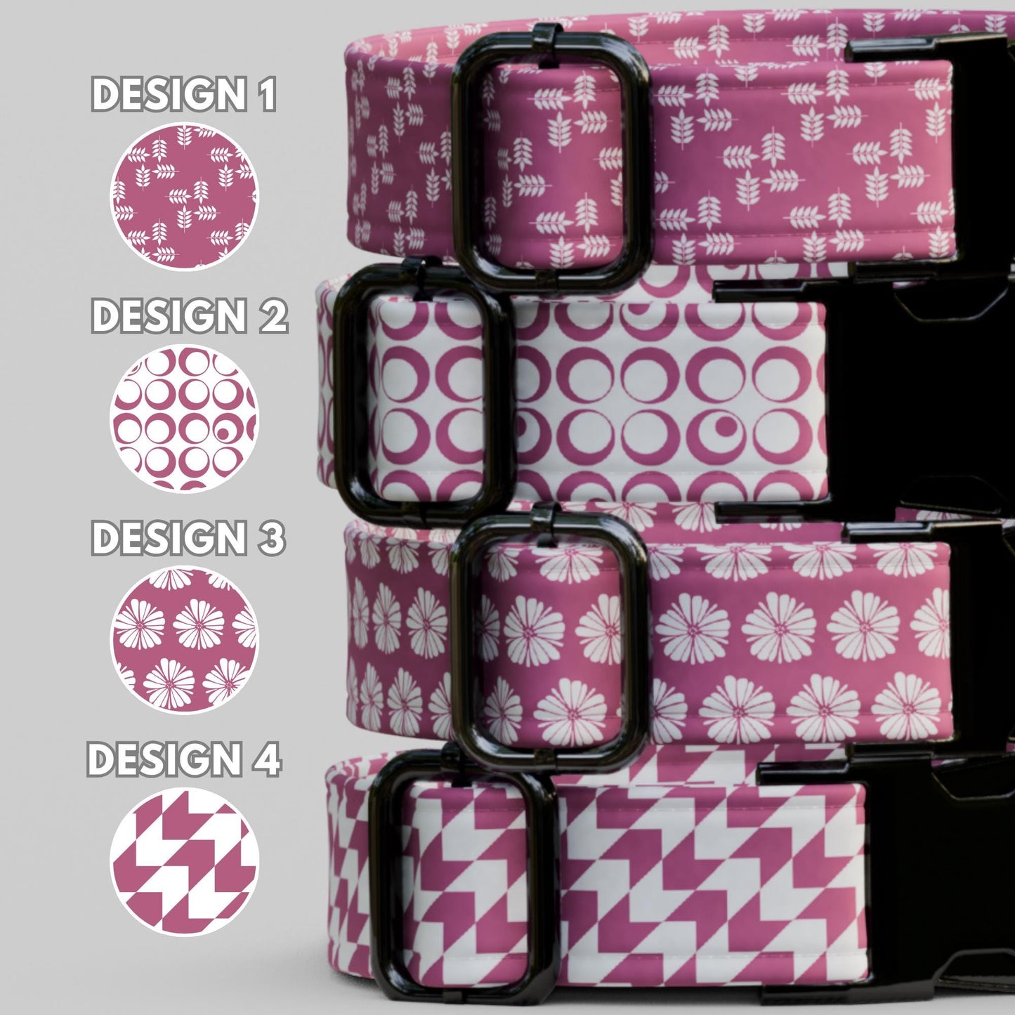 Blush Blossom Personalized Dog Collar & Leash Set Custom Pink Girly Dog Tag Gift (OG-483)
