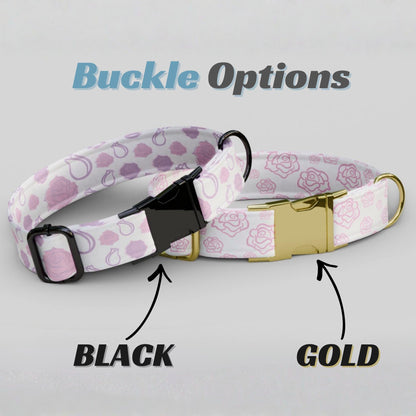 Rose Floral Personalized Dog Collar & Leash Set Custom Girl Pet Gift (OG-484)