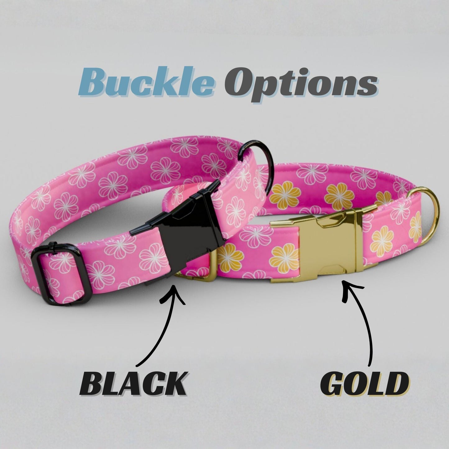 Pink and Yellow Floral Personalized Dog Collar & Leash Set Tropical Flower Girl Dogs (OG-485)