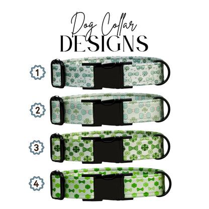 Lucky Charm Bow & Clover Personalized Dog Collar  St. Pawtricks Day Pet ID (OG-431)