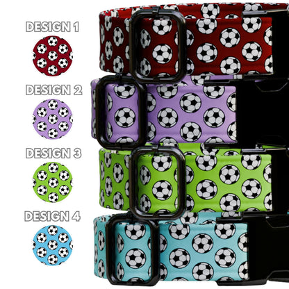 Soccer Ball Personalized Dog Collar & Leash Set Engraved NamePlate Sporty Accessories (OG-492)