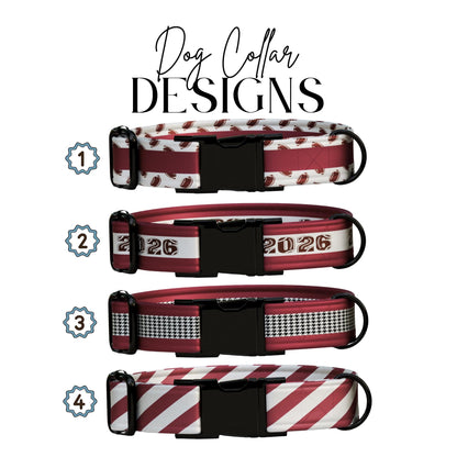 Crimson Red & White  Personalized Football Game Day Collar  Custom Engraved Name  Saturday Series (OG-436)
