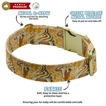 Ice Cream Dog Collar Custom Name Summer Dessert Pattern Pet Collar Puppy Gift (OG-497)
