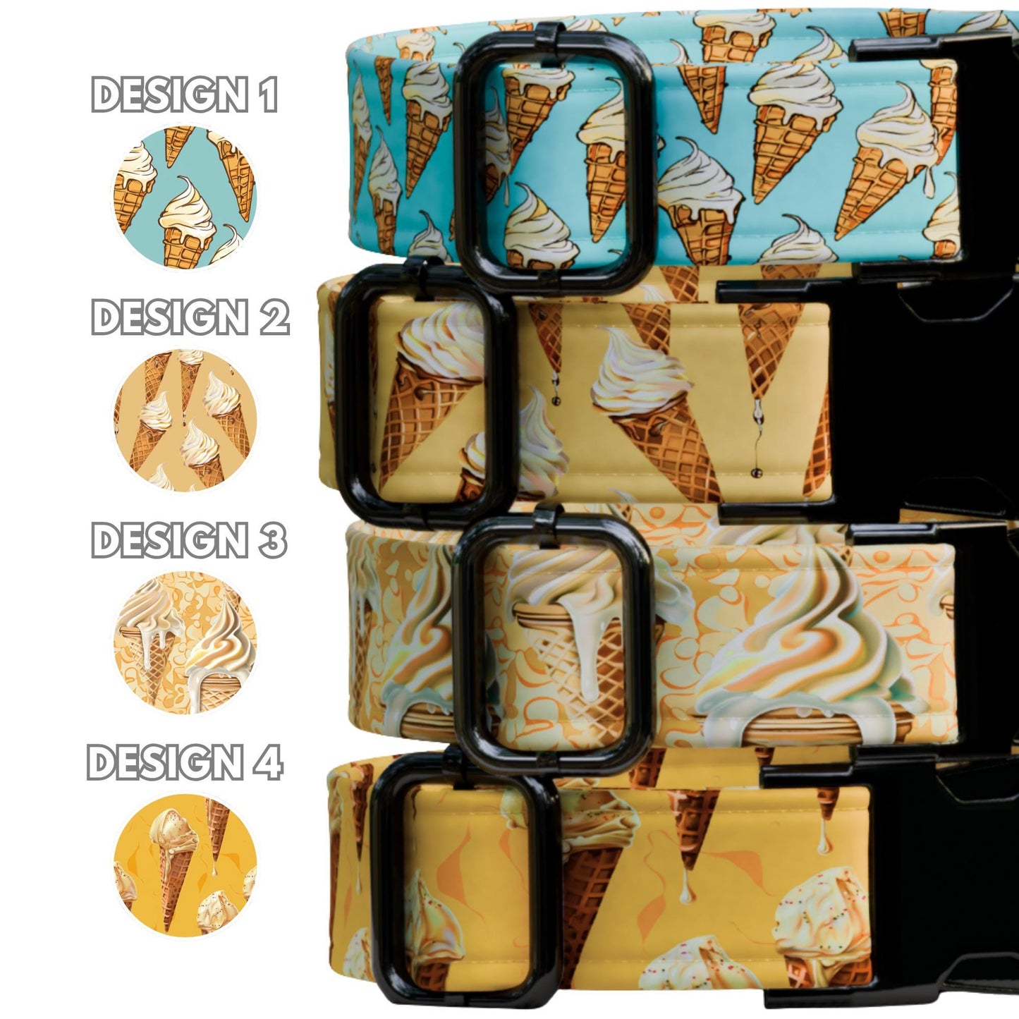 Ice Cream Dog Collar Custom Name Summer Dessert Pattern Pet Collar Puppy Gift (OG-497)