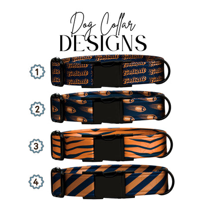 Navy & Burnt Orange Dog Collar  Personalized Football Game Day Collar  Custom Engraved Name  Saturday Series (OG-438)