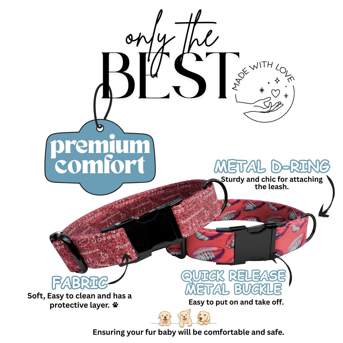Game Day Ready Dog Collar Personalized Football-Inspired Collar Custom Name Dog Collar Sports Fan Pup Accessory (OG-440)