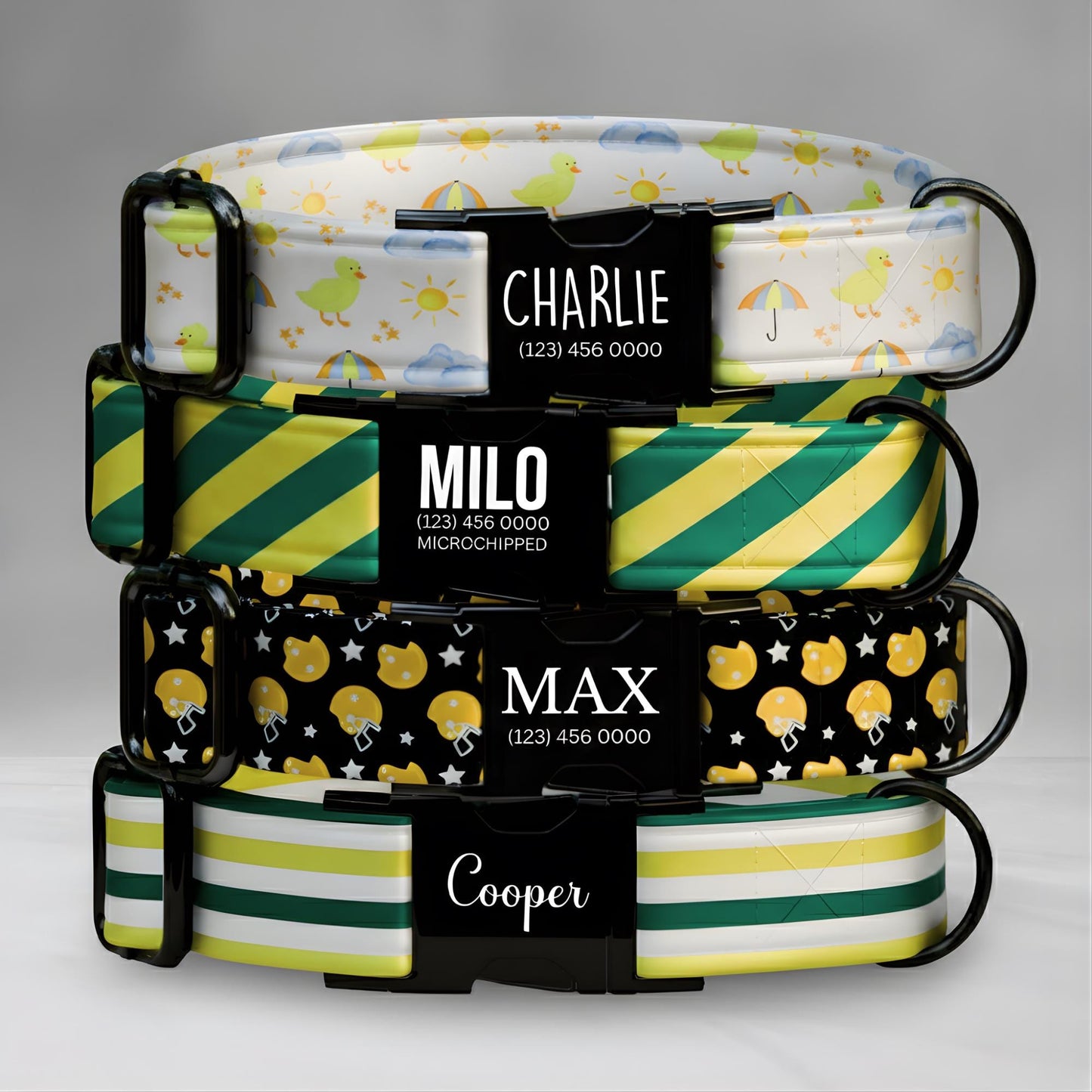 Game Day Pup Collar  Green & Yellow Football Dog Collar | Personalized Sports Fan Collar | MVP Style for Your Bestie (OG-444)