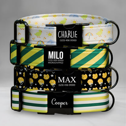 Game Day Pup Collar  Green & Yellow Football Dog Collar | Personalized Sports Fan Collar | MVP Style for Your Bestie (OG-444)