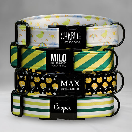 Game Day Pup Collar  Green & Yellow Football Dog Collar | Personalized Sports Fan Collar | MVP Style for Your Bestie (OG-444)