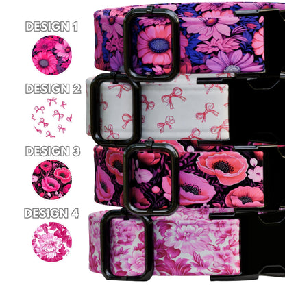 Pretty In Pink Personalized Floral Dog Collar Custom Flower Girly Dog Accessories (OG-502)