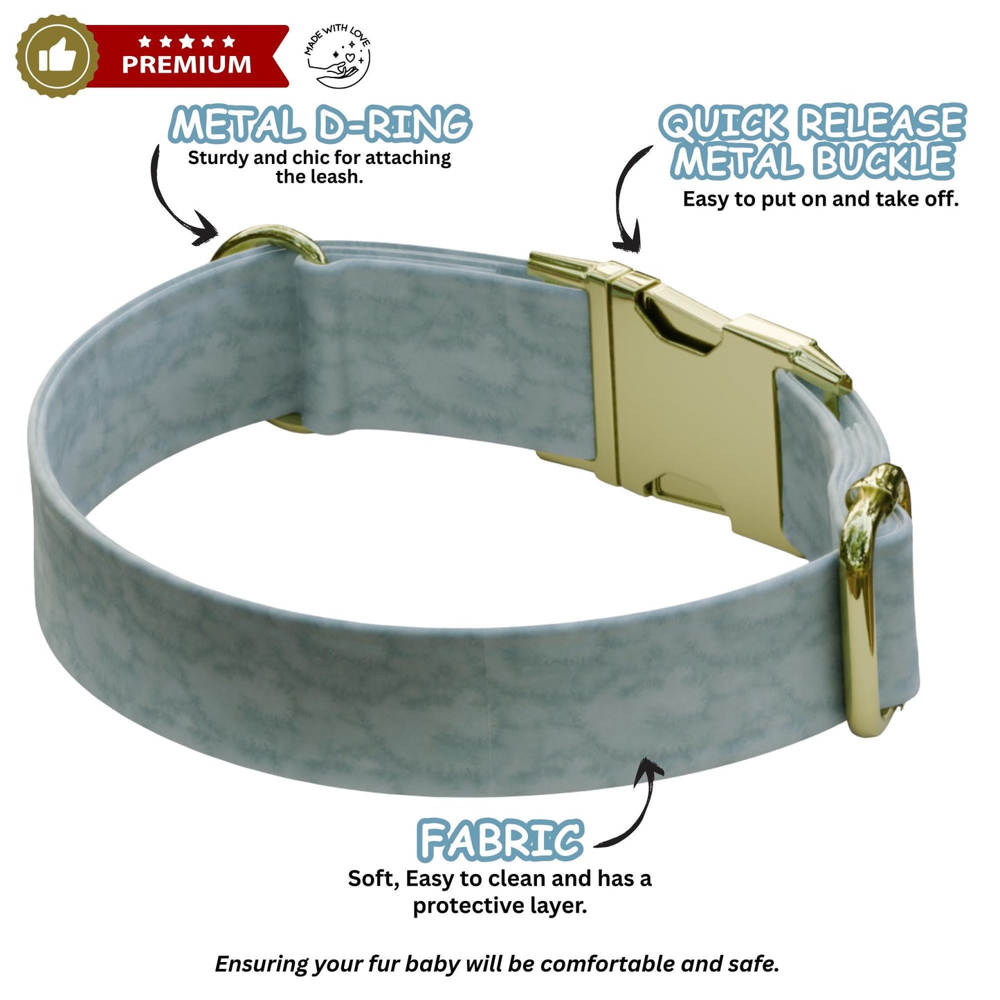 Acid Washed Dog Collar & Leash Set Engraved NamePlate Gift for Dog Lover (OG-503)
