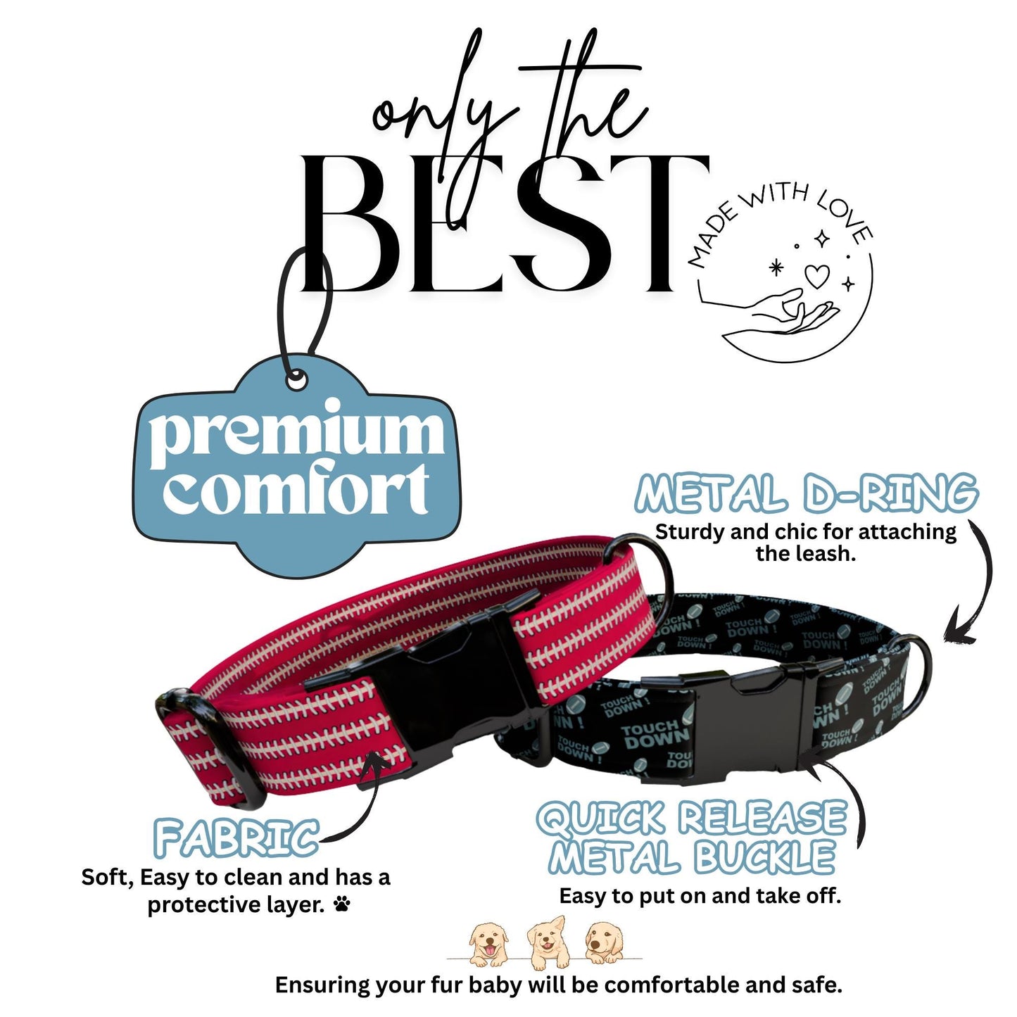 Game Day MVP Personalized Dog Collar  Touchdown-Ready Style for Your All-Star Pup! Football Dog Tag (OG-445)