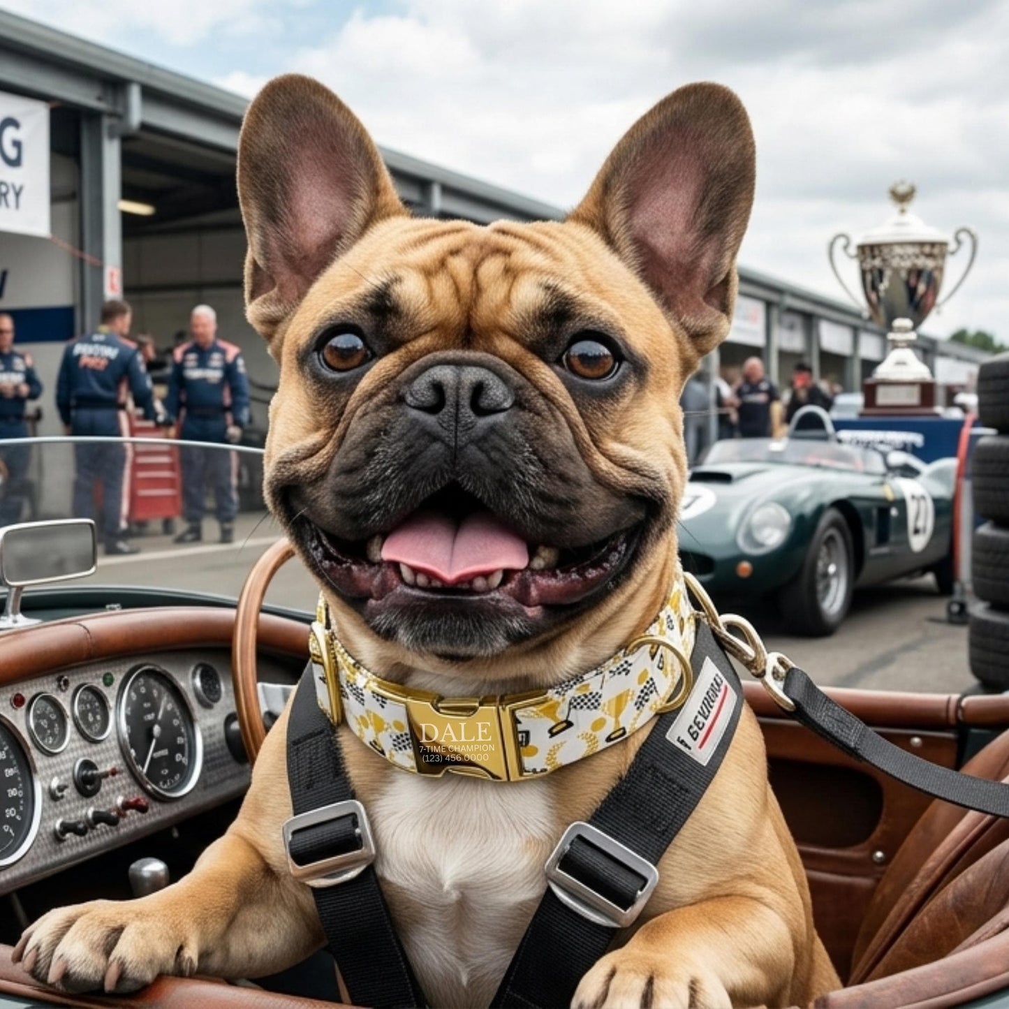The Spiffy Dog Speedway Series - Checkered Flag & Trophy Edition Custom Racing Dog Collar (OG-505)