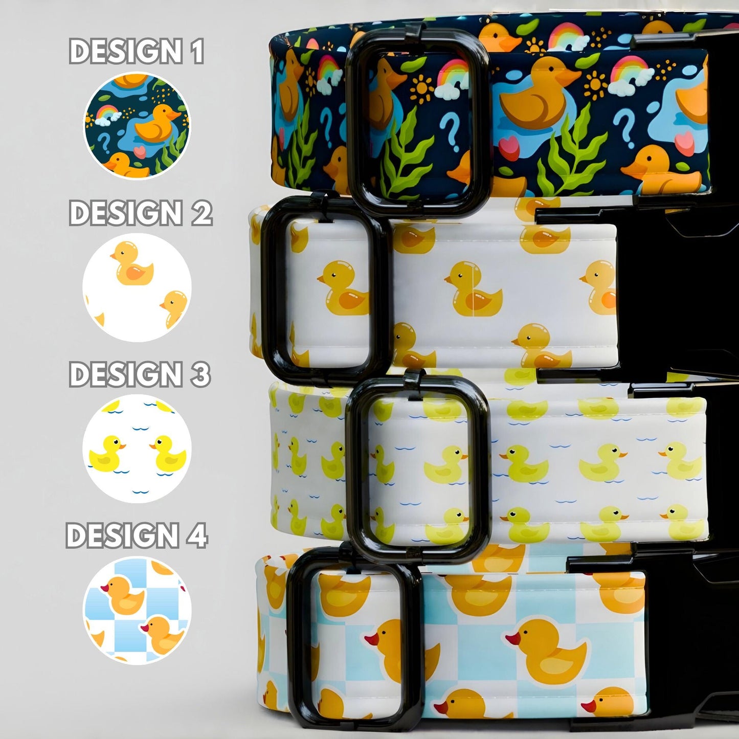 Rubber Ducky Dog Collar with Leash: Playful Kids Theme, Adjustable, Handmade (OG-453)