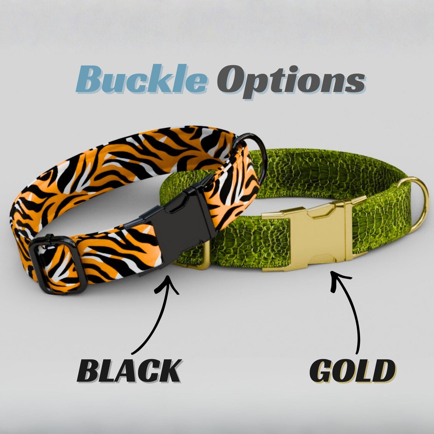 Wild & Luxe Personalized Dog Collar Safari Jungle Custom Name Engraved Collar + Leash Set (OG-454)
