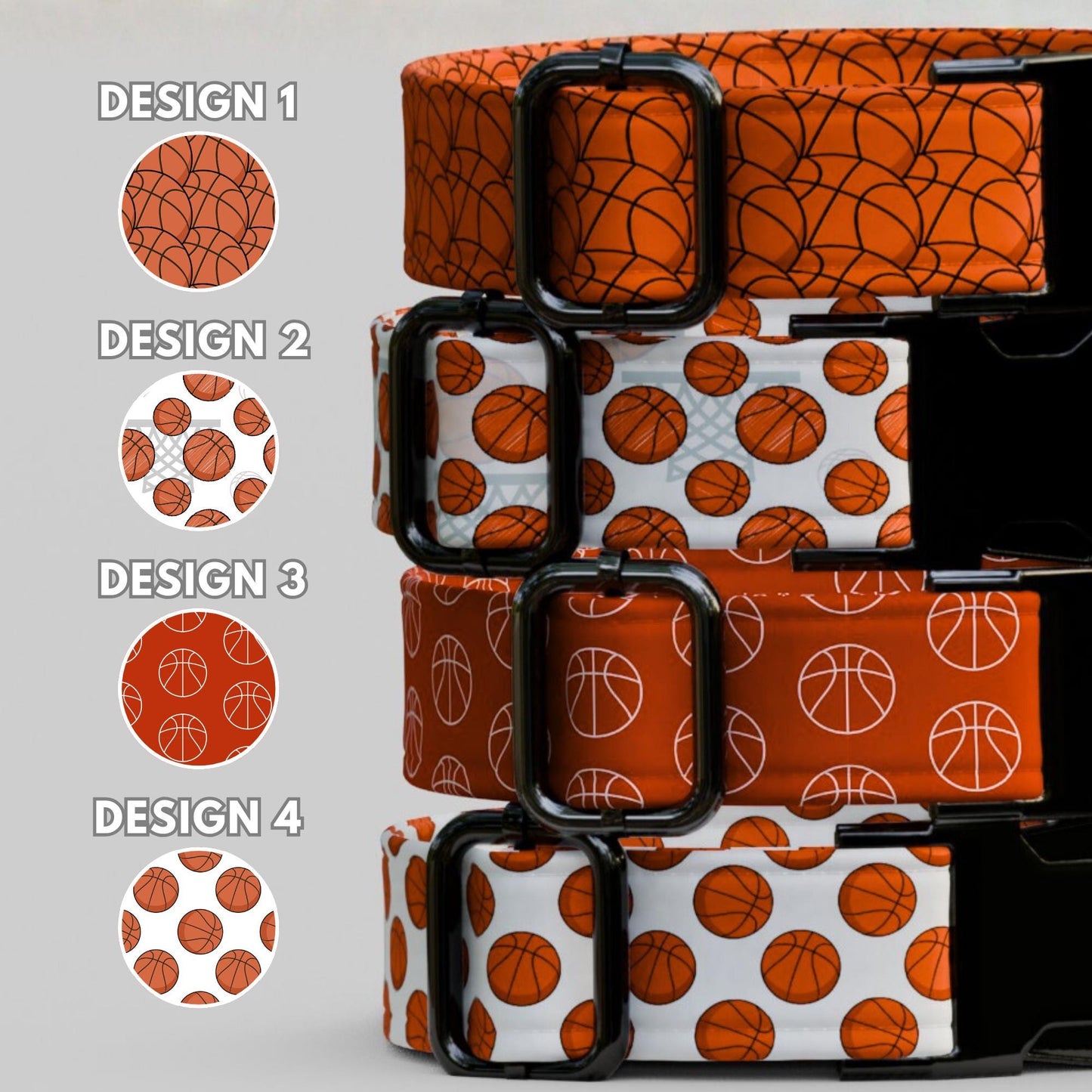 Basketball Print Dog Collar, Personalized Sports Theme- USA Handmade with matching LEASH, Custom Gift Ready (OG-458)