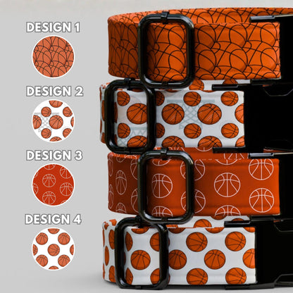 Basketball Print Dog Collar, Personalized Sports Theme- USA Handmade with matching LEASH, Custom Gift Ready (OG-458)
