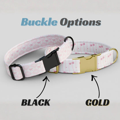 Personalized Pink Bow Dog Collar Princess Heart Puppy Collar Custom Name & Number ID Collar Girly Coquette Dog Gift (OG-459)