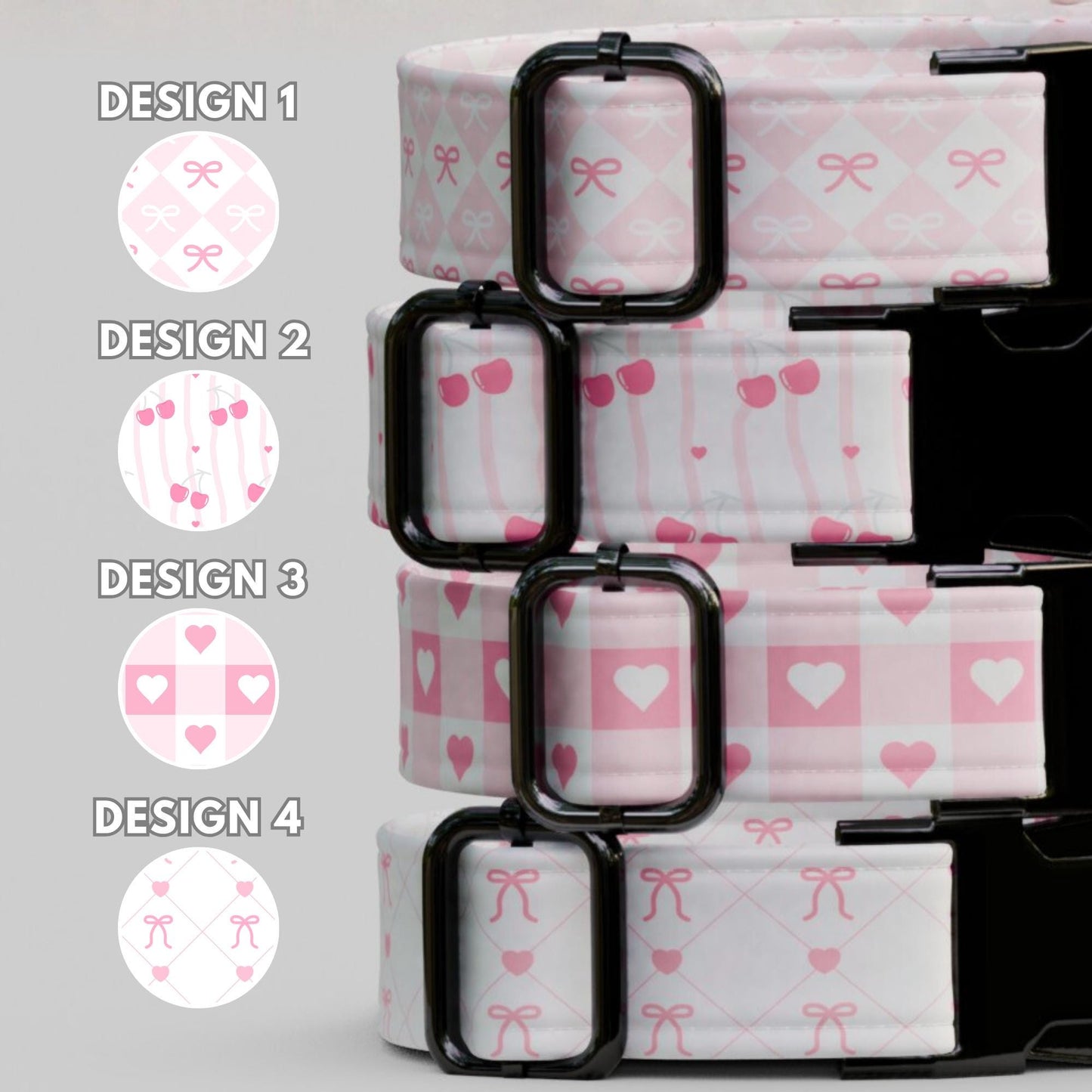 Personalized Pink Bow Dog Collar Princess Heart Puppy Collar Custom Name & Number ID Collar Girly Coquette Dog Gift (OG-459)