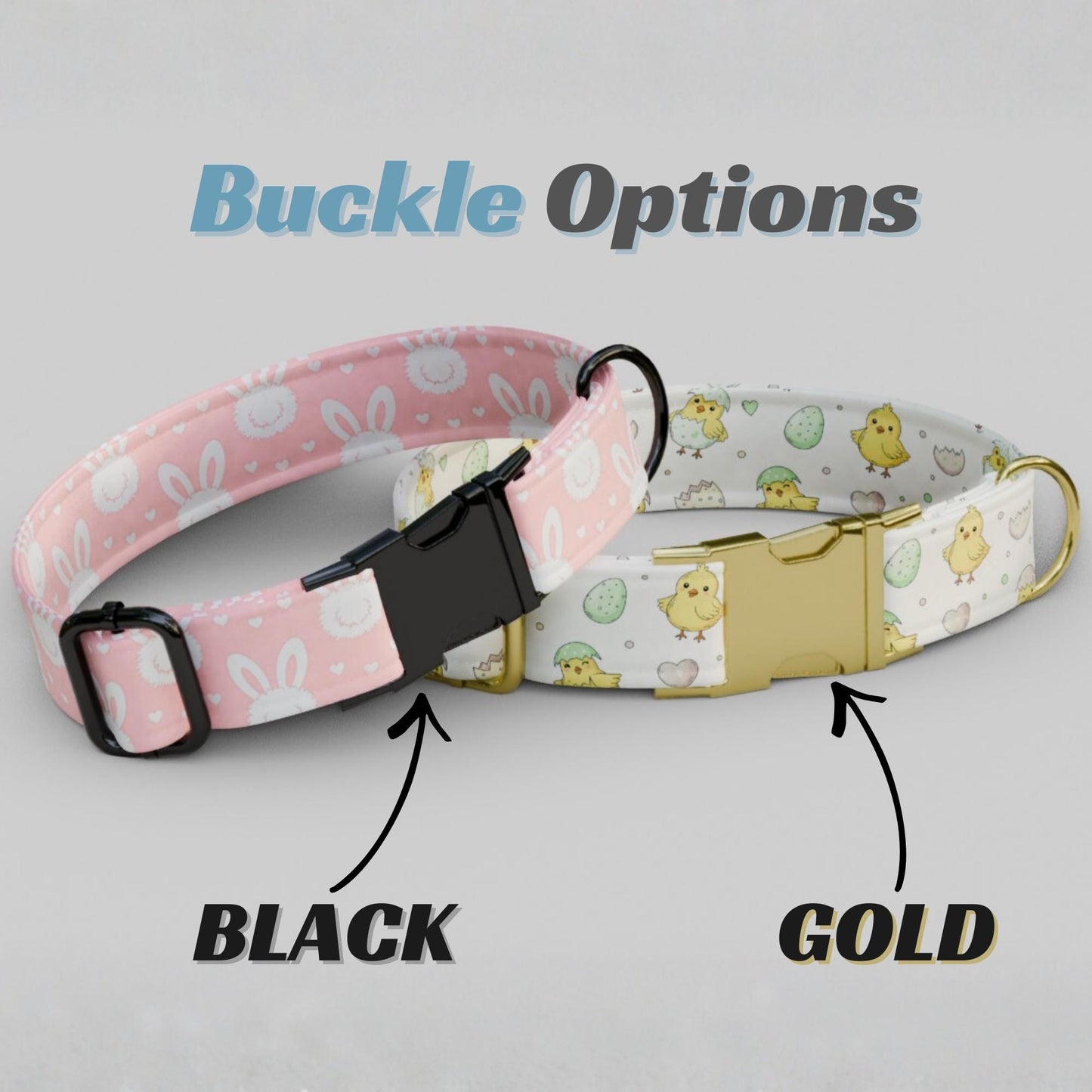 Easter Personalized Dog Collar Custom Name Bunny & Chick Pastel Spring Puppy Girl Gift (OG-464)