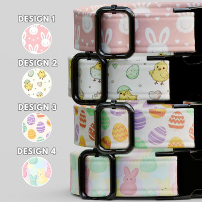 Easter Personalized Dog Collar Custom Name Bunny & Chick Pastel Spring Puppy Girl Gift (OG-464)