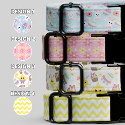 Easter Bunny Personalized Dog Collar Custom Name Pastel Spring Collar Chick & Egg Print Puppy Collar Girl Dog Gift (OG-465)