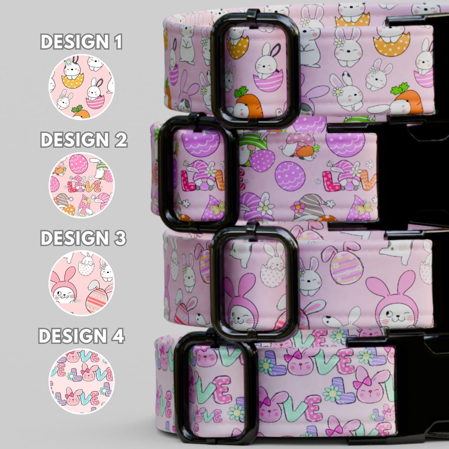 Pink Easter Bunny Personalized Dog Collar Custom Name Spring Puppy Collar Girl Dog Easter Gift (OG-466)