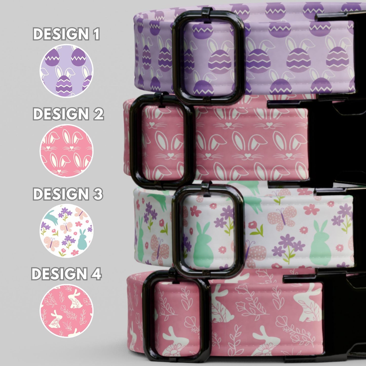 Pastel Easter Personalized Dog Collar Custom Name Bunny & Egg Spring Floral Girl Puppy (OG-467)