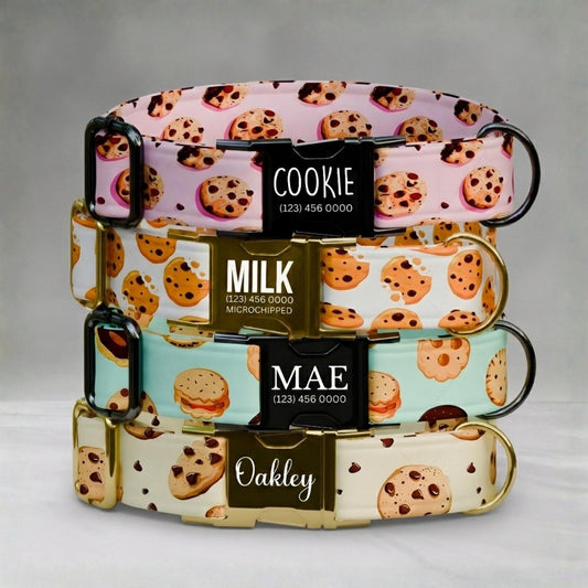 Personalized Cookie Dog Collar with Leash: Handmade Adjustable Fit Foodie Pup Dog Gift (OG-446)