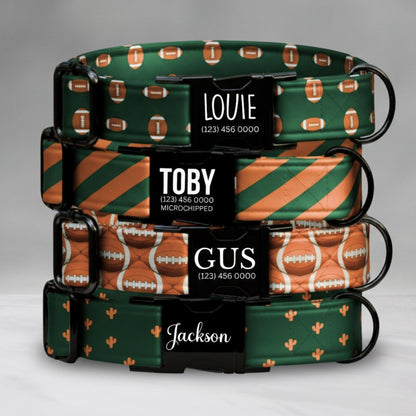 All-Star Game Day Dog Collar  Personalized Football Vibes Orange & Green Pup Gear Sunday Funday Football Dog Collar (OG-443)
