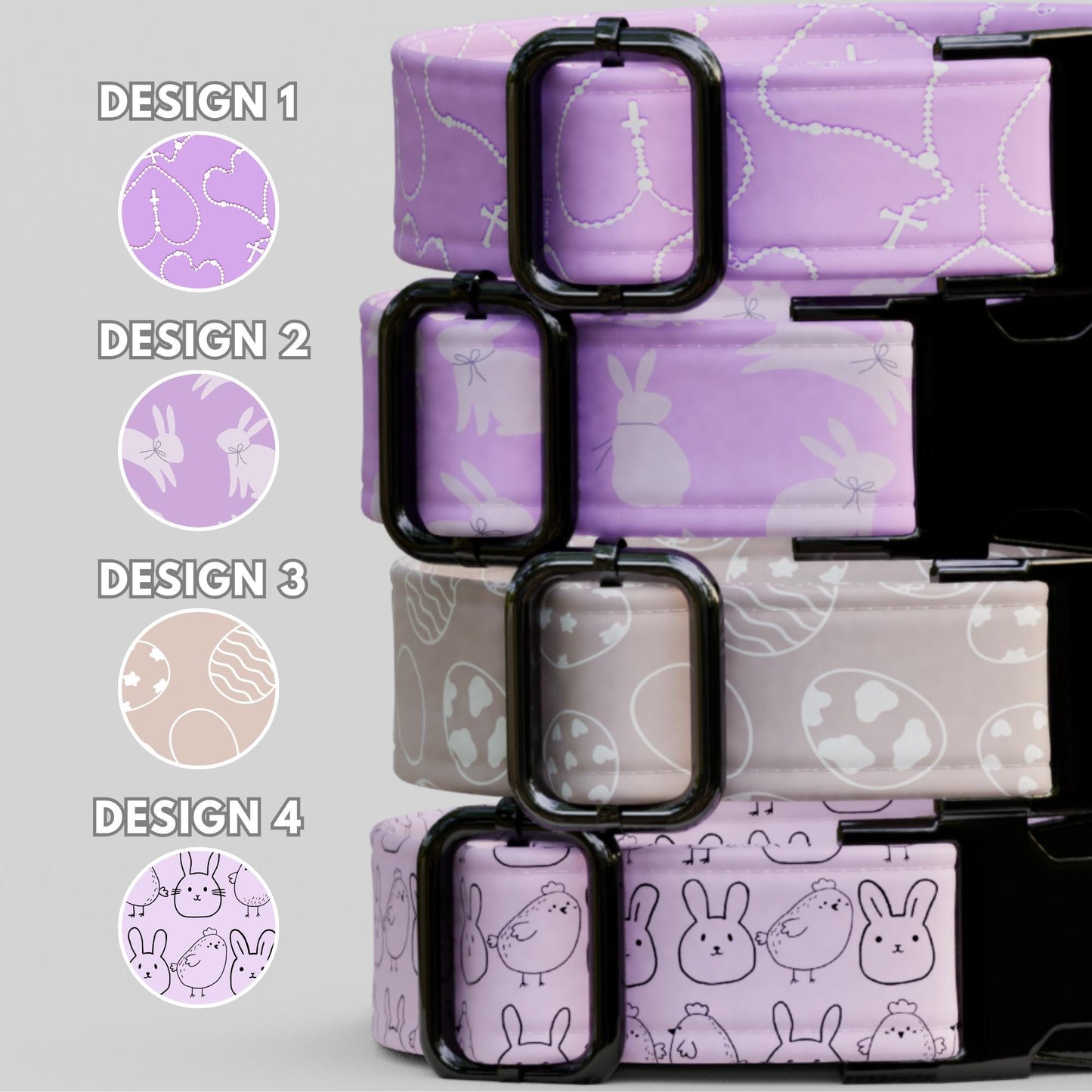 Easter Dog Collar Custom Bunny Name Collar Lilac Purple Spring Puppy Collar Engraved Pet ID Collar (OG-469)