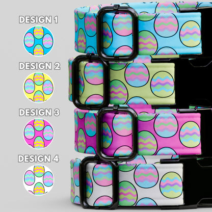 Personalized Easter Egg Dog Collar Custom Name Spring Puppy Collar Bright Pastel Pet Collar Pet ID Tag (OG-470)