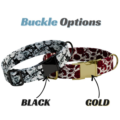 Floral Personalized Dog Collar Chic Vintage Custom Flower Collar & Leash Set Pet Gift (OG-527)