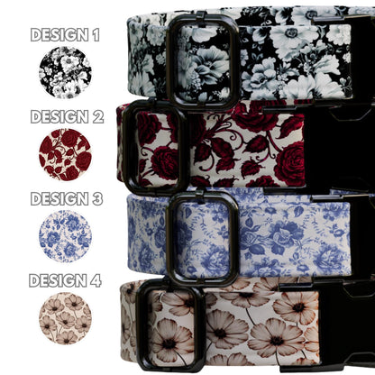 Floral Personalized Dog Collar Chic Vintage Custom Flower Collar & Leash Set Pet Gift (OG-527)