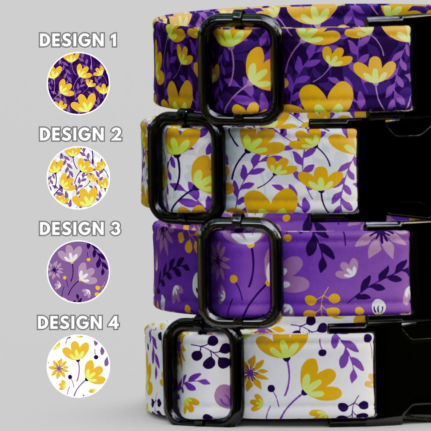 Purple Floral Personalized Wildflower Dog Collar Custom Spring Flower ID Tag For Puppies (OG-476)