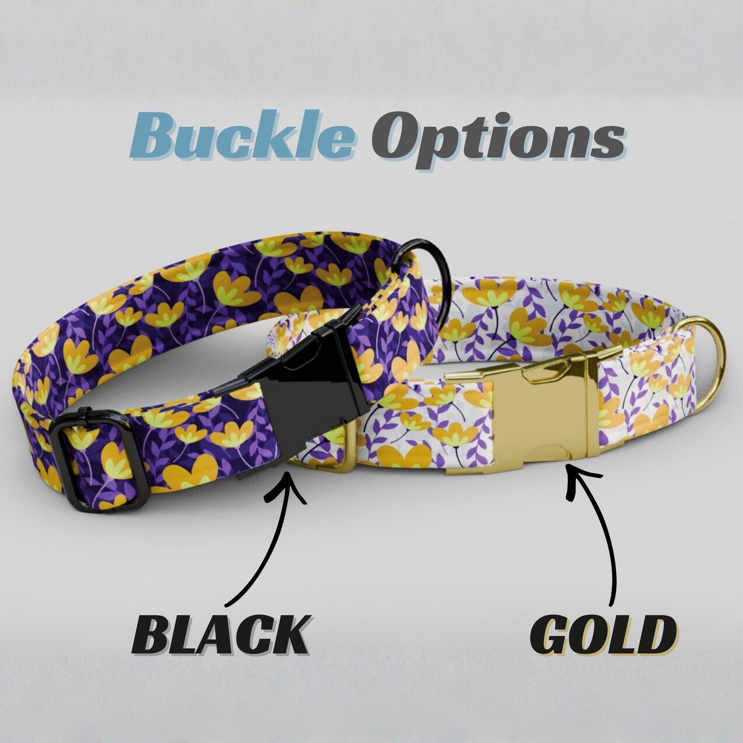 Purple Floral Personalized Wildflower Dog Collar Custom Spring Flower ID Tag For Puppies (OG-476)