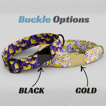 Purple Floral Personalized Wildflower Dog Collar Custom Spring Flower ID Tag For Puppies (OG-476)