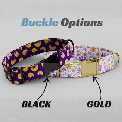 Purple Floral Personalized Wildflower Dog Collar Custom Spring Flower ID Tag For Puppies (OG-477)