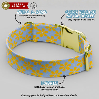 Sunny Daisy Custom Dog Collar Personalized Spring Summer Floral Puppy Collar (OG-478)