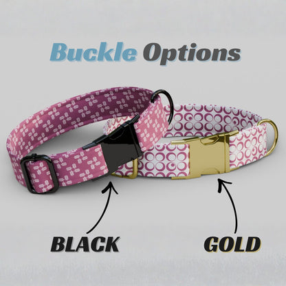 Blush Blossom Personalized Dog Collar & Leash Set Custom Pink Girly Dog Tag Gift (OG-483)