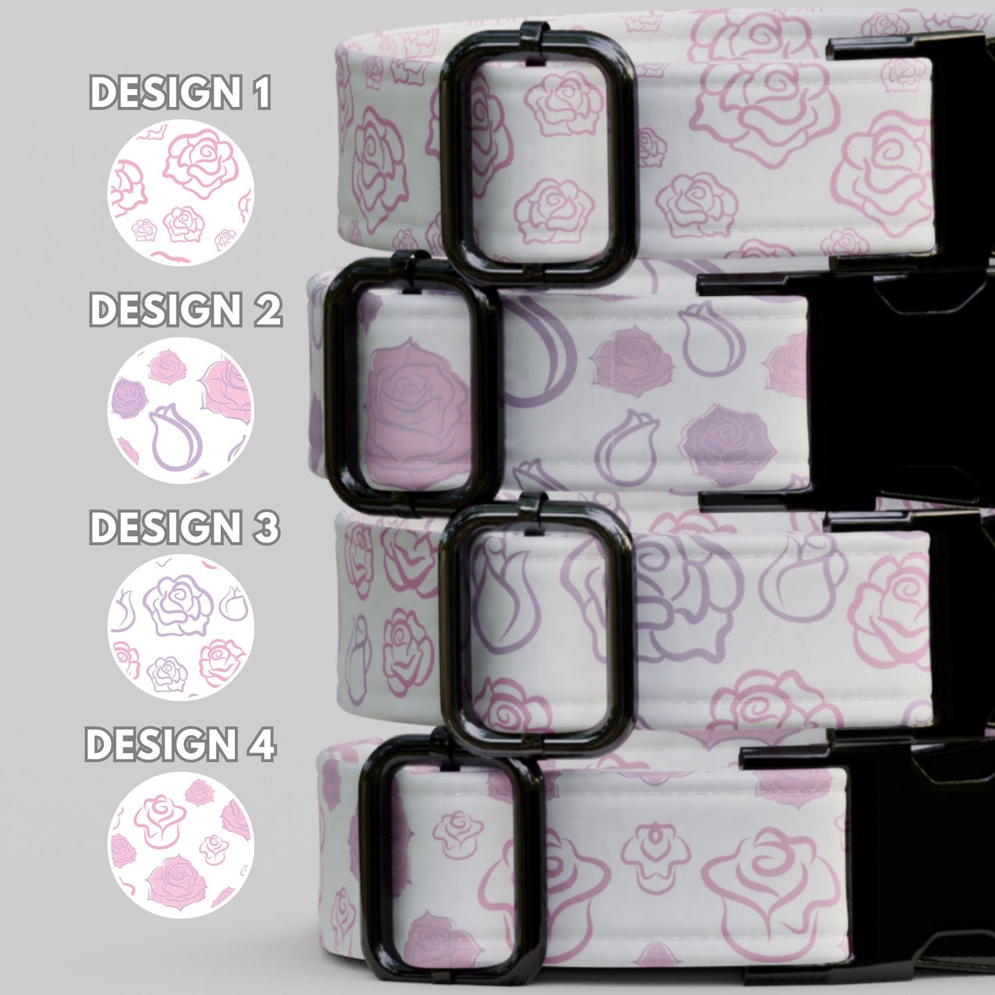 Rose Floral Personalized Dog Collar & Leash Set Custom Girl Pet Gift (OG-484)