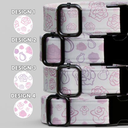 Rose Floral Personalized Dog Collar & Leash Set Custom Girl Pet Gift (OG-484)