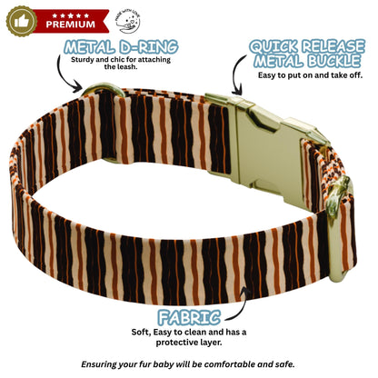 Retro Stripe Dog Collar Personalized Vintage Checkered & Plaid Vibes Custom Boho Pup Style (OG-537)
